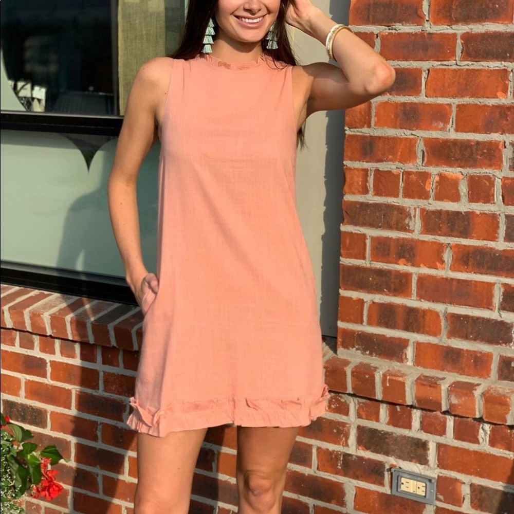 pink linen dress. summer dress. easter dress.